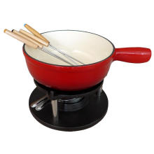 Juego de olla de fondue de hierro fundido esmaltado